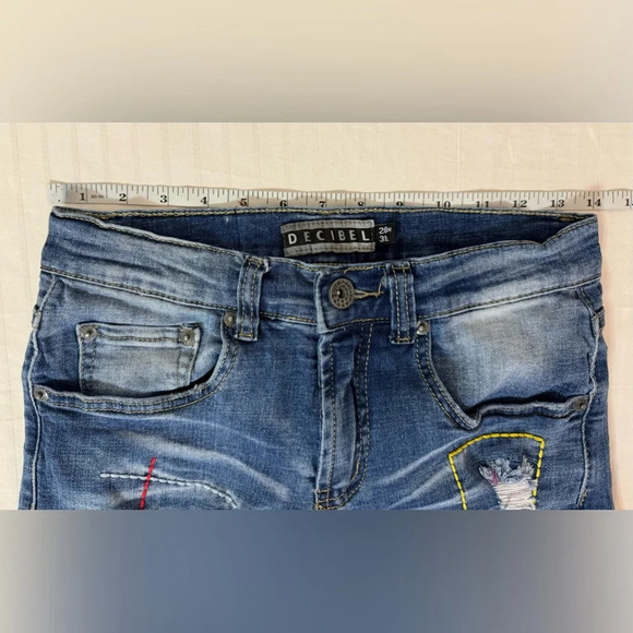 Decibel denim jeans. Distressed Ripped Patched Colorful Embroidered 28x31 - Picture 8 of 11